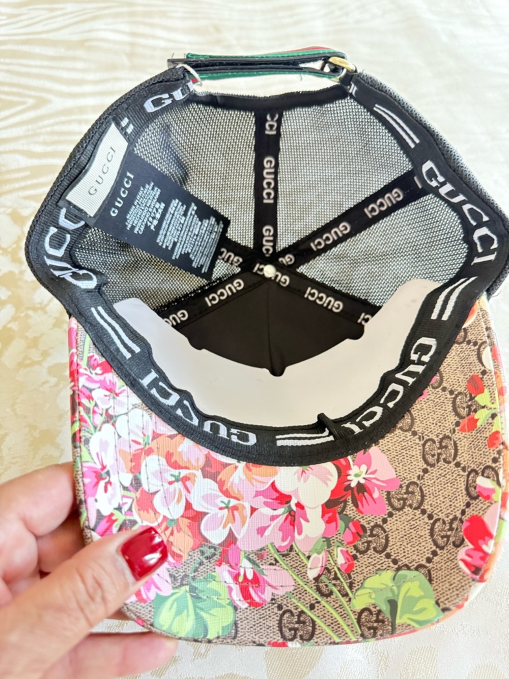 Gucci Floral GG Canvas Baseball Cap - Pink, Green & Coral - Picture 5 of 7